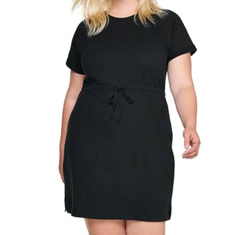 Sonoma Black Short Sleeve Drawstring Mini Dress